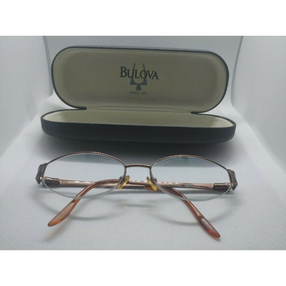 BULOVA “TARRAGONA” Eyeglasses Frame Half Rimless 51-17-135 Brown/Gold OE54